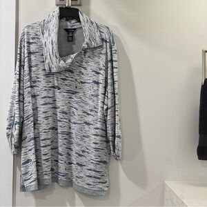 Ali Miles Blue and White Patterned Top